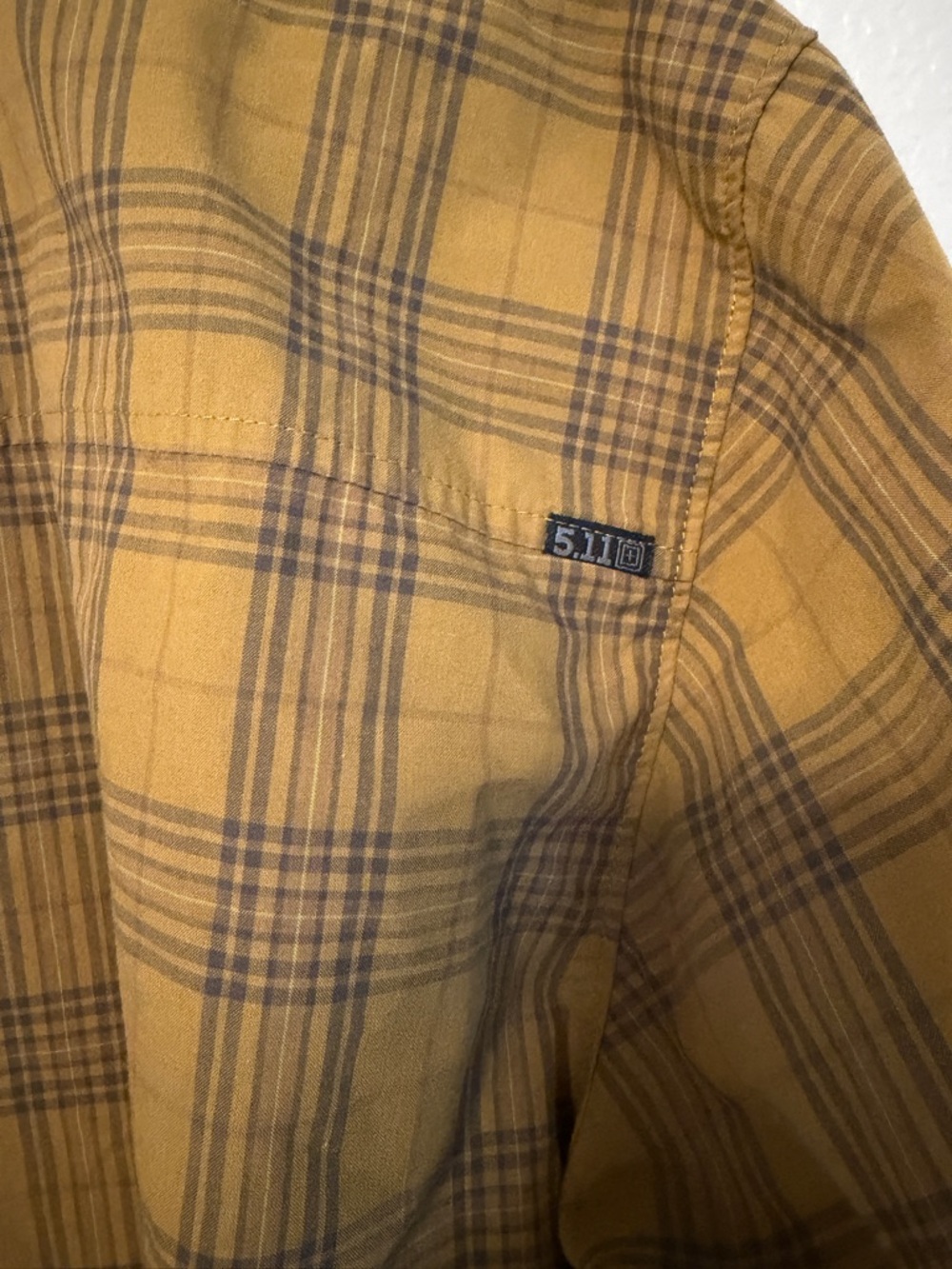 5.11 Tactical Men's Mustard Plaid Button-Down Shirt - Picture 6 of 8